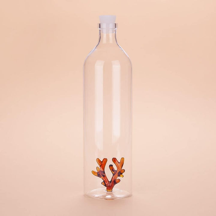 balvi Flasche Coral Bernsteinfarben Mit Figur in Form Einer Koralle Borosilikatglas