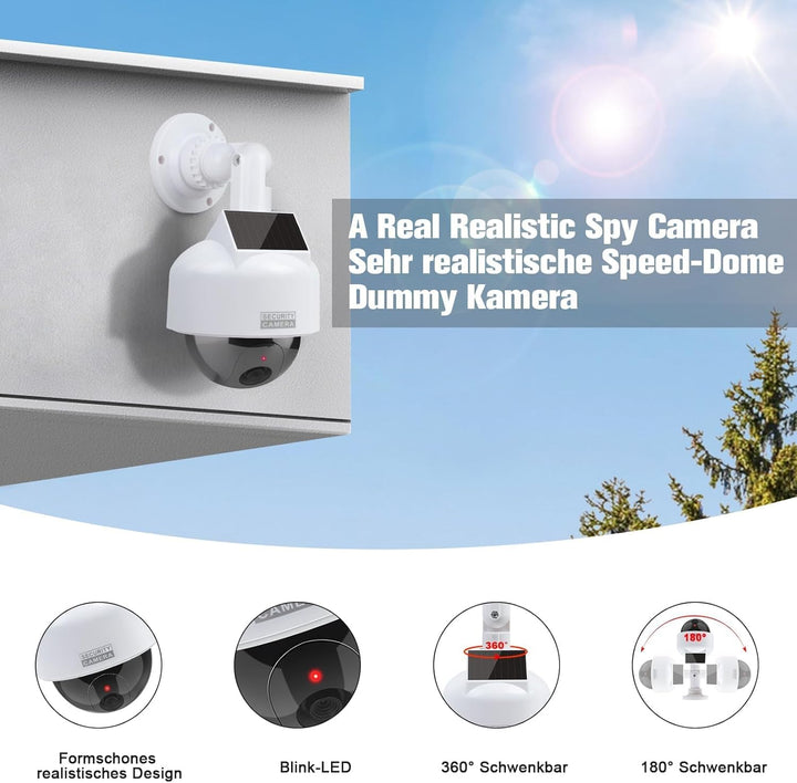 ERWEY Dummy Kamera Solar Kamera Attrappe Simulierte Dummy Speed Dome mit Objektiv Videoüberwachung W