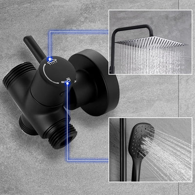 JOHO Regendusche Duschsystem ohne Armatur, Edelstahl Duschset mit Kopfbrause 20x20cm schwarz 2020MB