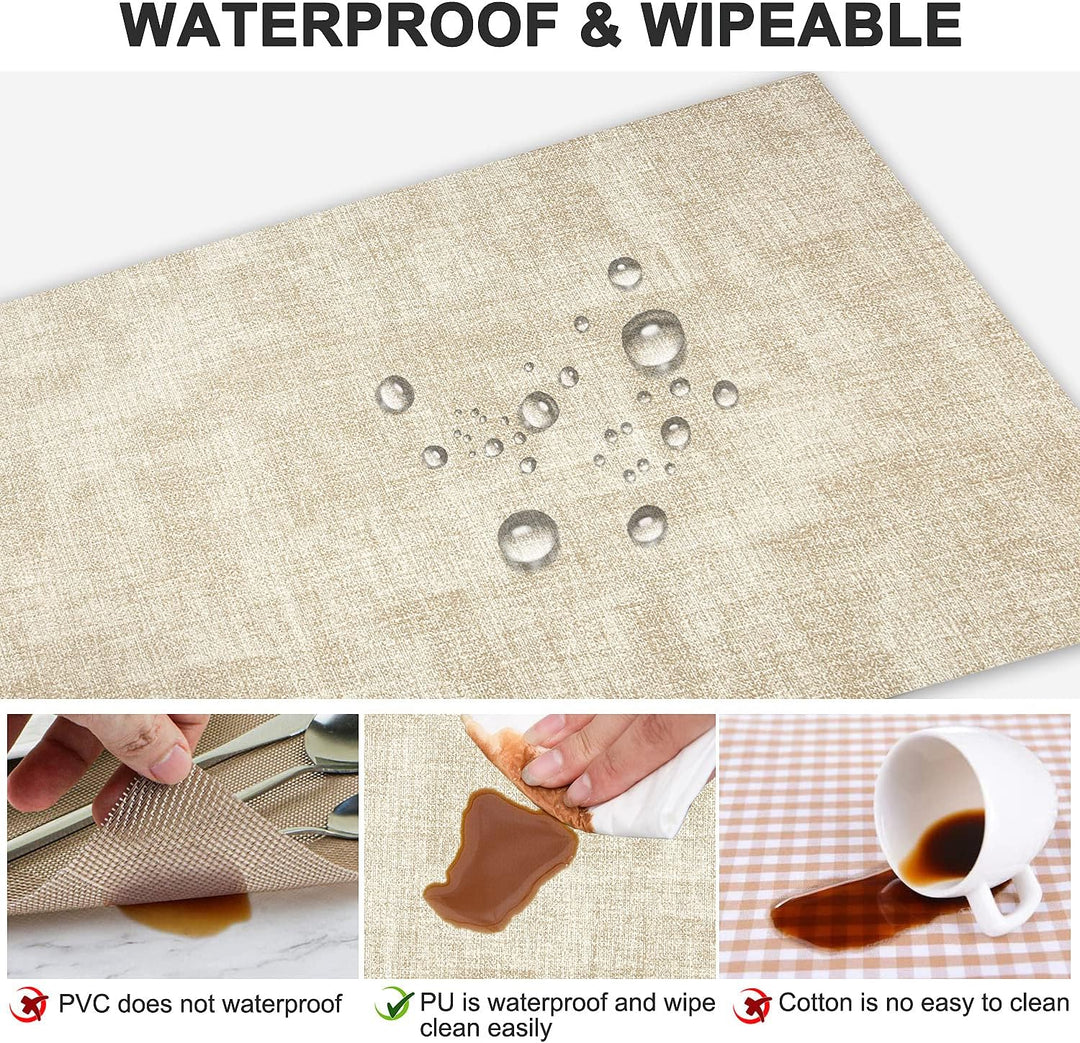 Leder Hitzebeständige Tischsets 6er Set Wasserdicht Abwischbar Waschbar PU Tischsets,Leicht zu Reini