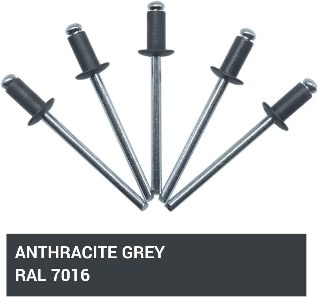 (1000 Stück) Lackierte Blindnieten 4,0 x 8 mm, Kuppelkopf, DIN 7337, Aluminiumniete und Stahldorn, P