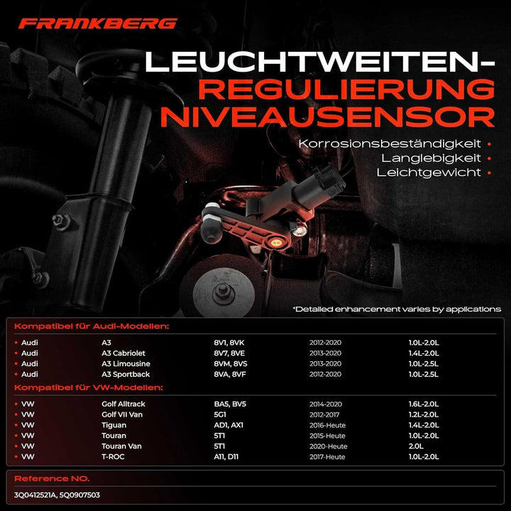 Frankberg Niveausensor Luftfederung Vorne Links für Superb III 3V3 3V5 Passat 3G2 3G5 2014-2018 3Q04