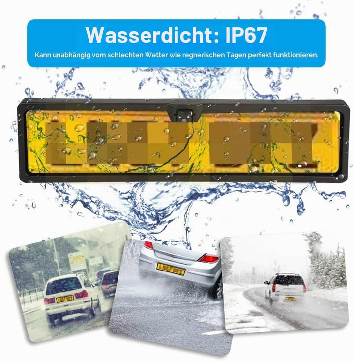 aqxreight - Kennzeichenkamera Kennzeichenrahmen EU1080p mit Rückfahrkamera (LED)