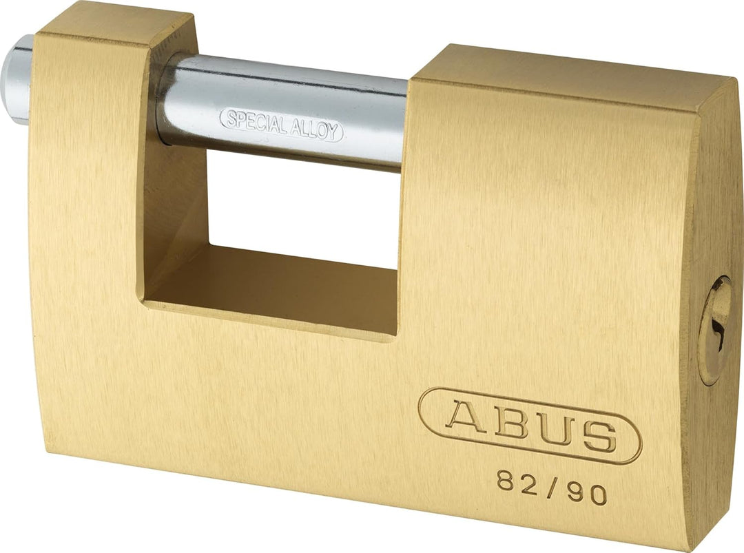 ABUS Messing-Vorhängeschloss 82/90 - Monoblock-Hangschloss für Rollgitter, Automaten, Container u. v