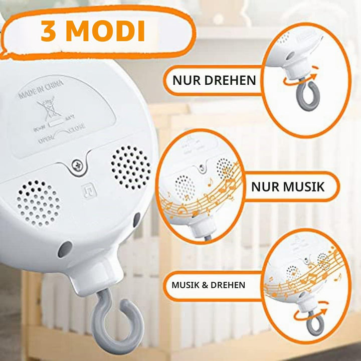 Kinderbett Mobile Motor Baby Spieluhr mit 3 LautstäRke Einstellbar 12 Schlaflieder Off 30 Minuten