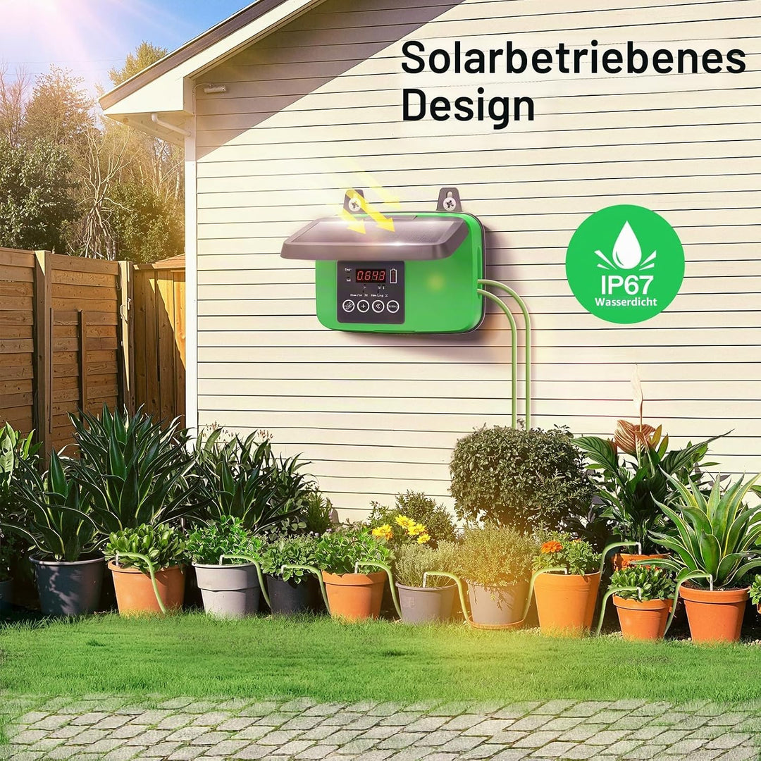 VIVOSUN Solar Automatische Tropfbewässerung Set mit Zeituhr, 3W Ausgang, Solarbetriebenes Bewässerun