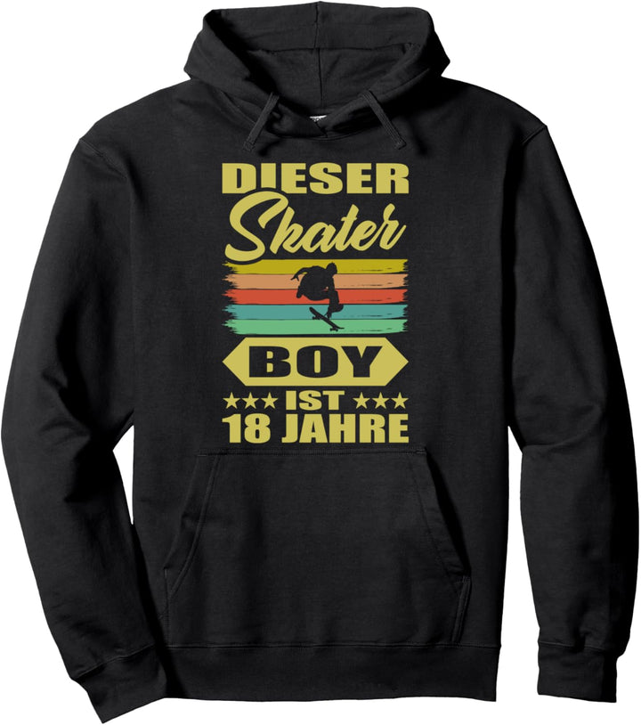 18. Geburtstag Jungen Skateboard Design für Vintage Skater Pullover Hoodie
