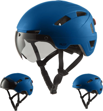 GOOFF Pilot S-Pedelec Helm - Schutz für schnelle E-Bike Fahrten – Fahrradhelm mit Visier und Licht –