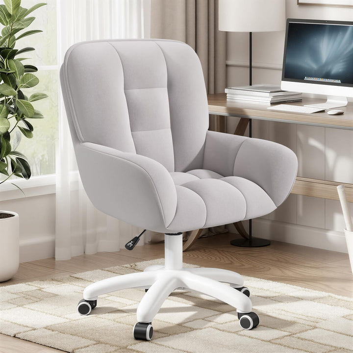 Homeoffice & Schminkstuhl 2-in-1 Ergonomischer Samt Drehstuhl 360°, Höhenverstellbar für Arbeitszimm