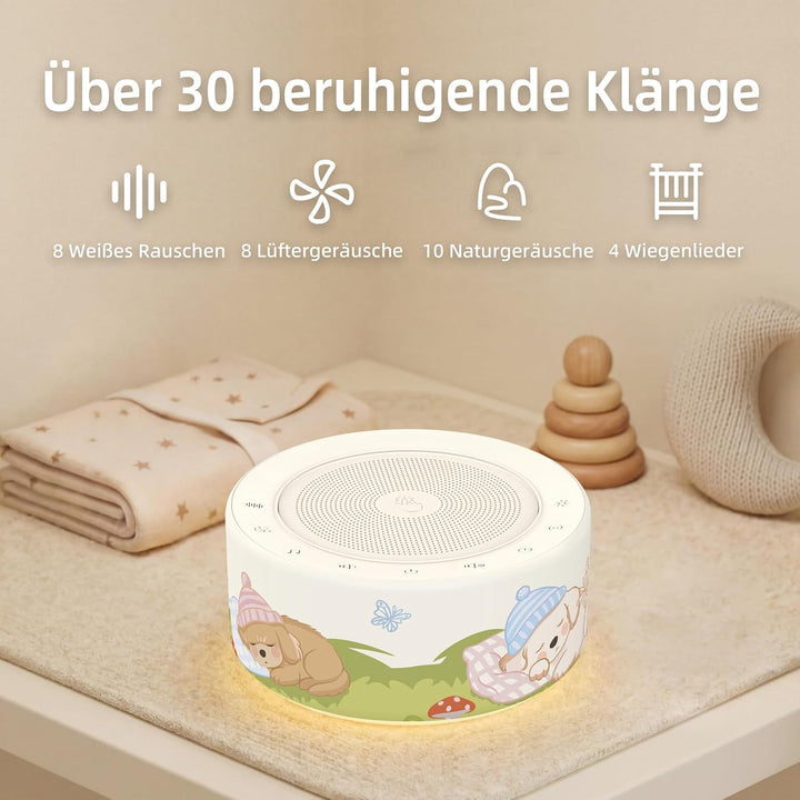 KIPCUSH Weisses Rauschgerät mit 30 High-Fidelity-Soundtracks, Sound-Maschine für Babys, Erwachsene,
