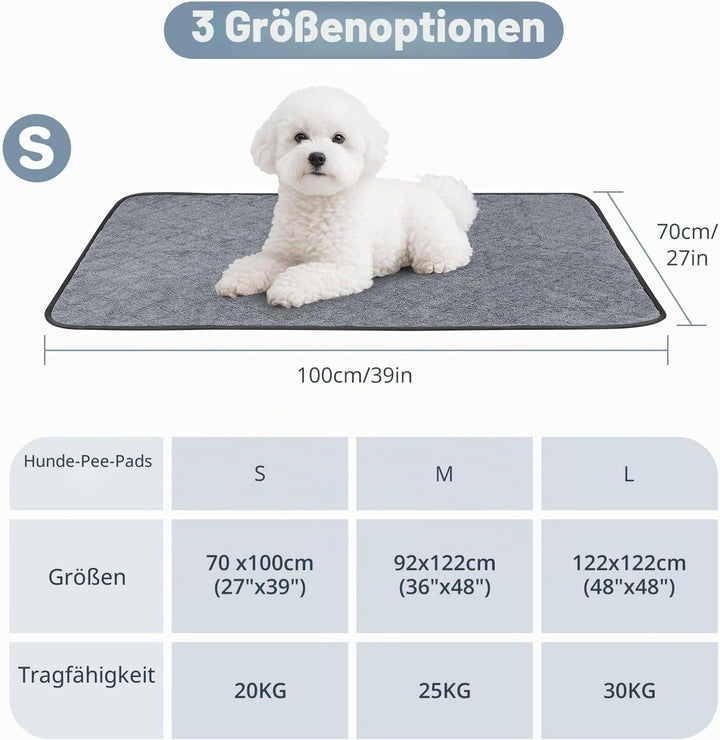 2PCS Waschbar Welpen Unterlagen Haustier, 70x100cm Schnell Absorbierend Haustier Hygieneunterlage, W