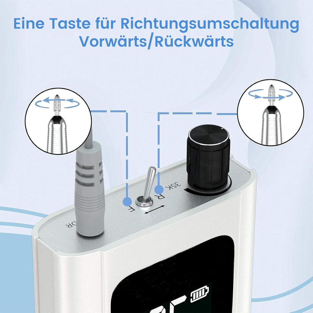 Nagelfräser Elektrisch 35000 U/min, Delanie Akku-Nagelfräser für Acrylnägel Nagellack, wiederaufladb