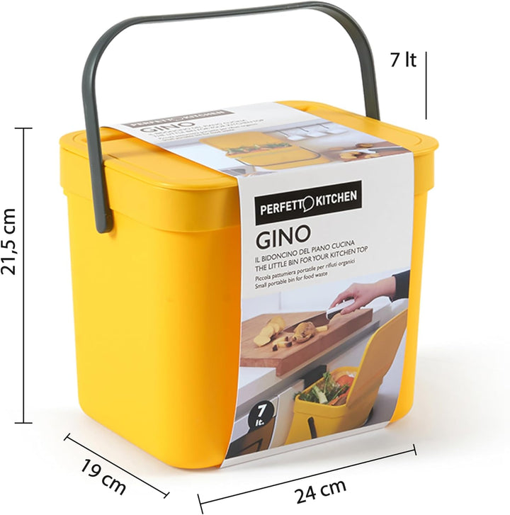 Perfetto Gino Organischer Abfalleimer, 7 l, Gelb gelb 7 lt, gelb 7 lt