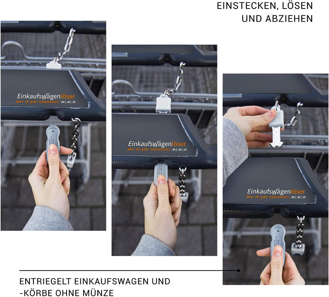 Einkaufswagenlöser Family Edition/Schlüsselanhänger Einkaufschip mit Schlüsselfundservice/Abziehbare