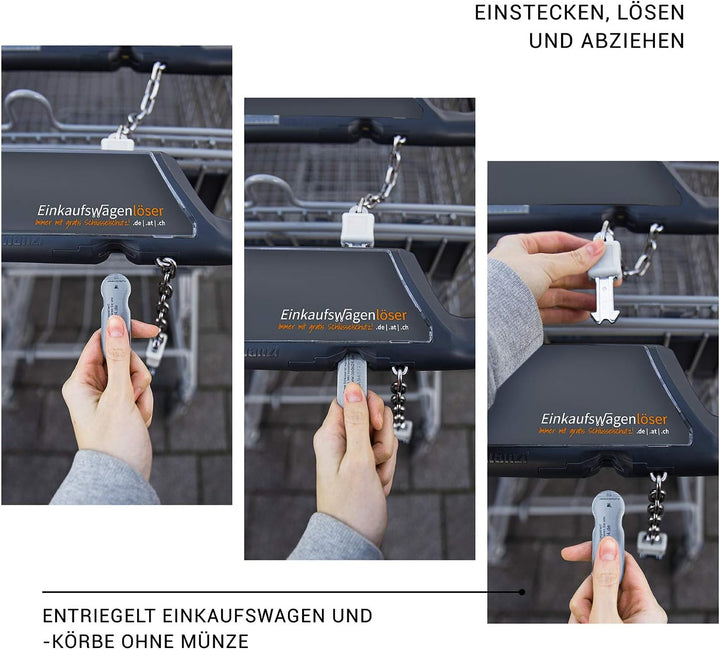 Einkaufswagenlöser Family Edition/Schlüsselanhänger Einkaufschip mit Schlüsselfundservice/Abziehbare