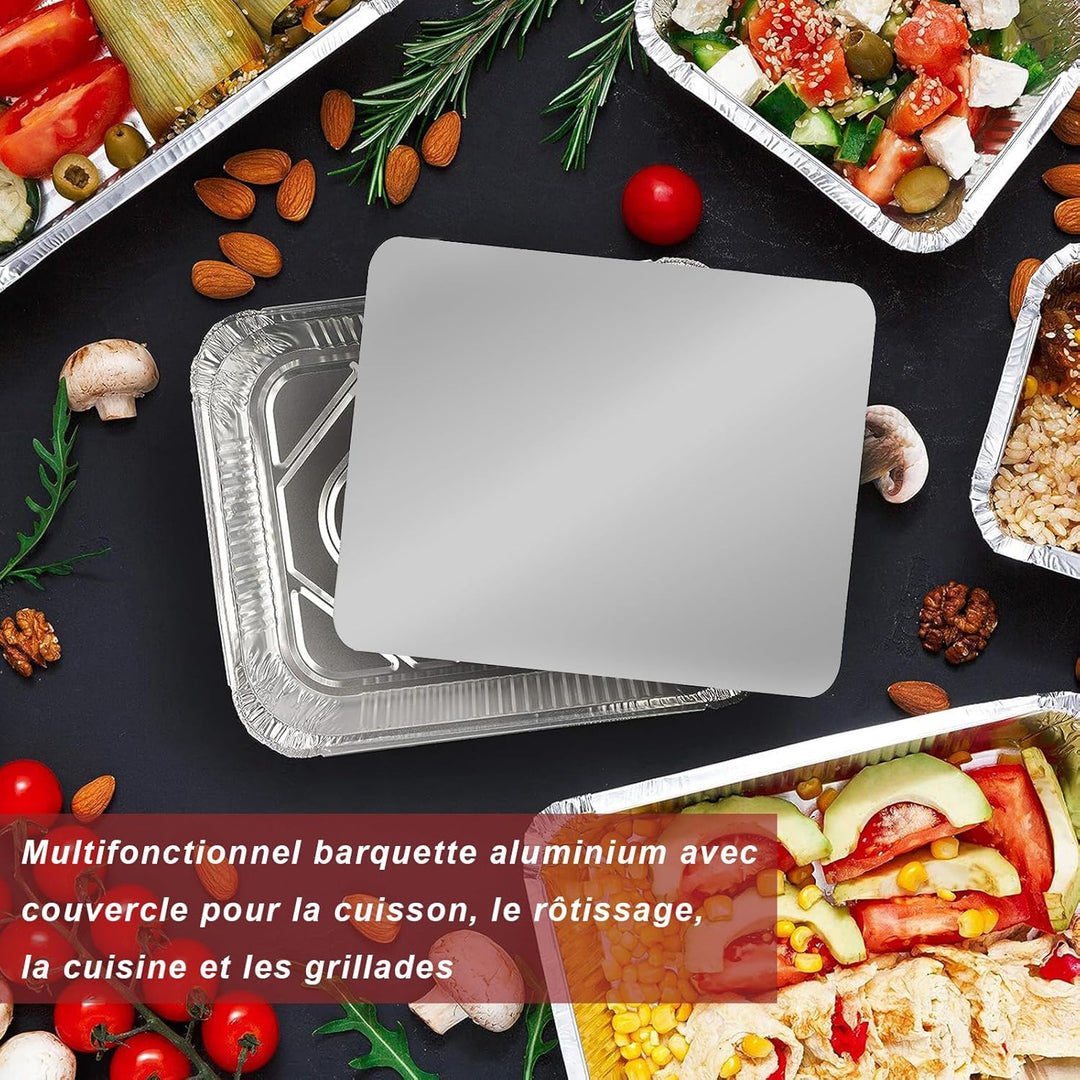 MIVIDE 30 Stück Grill Aluschalen mit Deckel, 2200ml Alu Grillschalen, Einwegschalen aus Aluminium fü