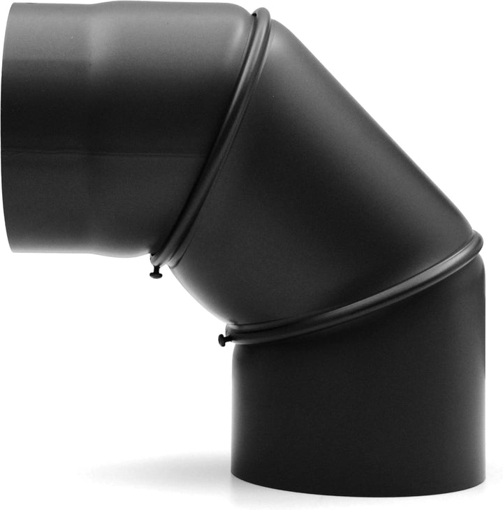 raik Rauchrohrbogen/Ofenrohrbogen 0-90° drehbar 3-teilig 160 mm Durchmesser Stahlblech 2 mm Schwarz