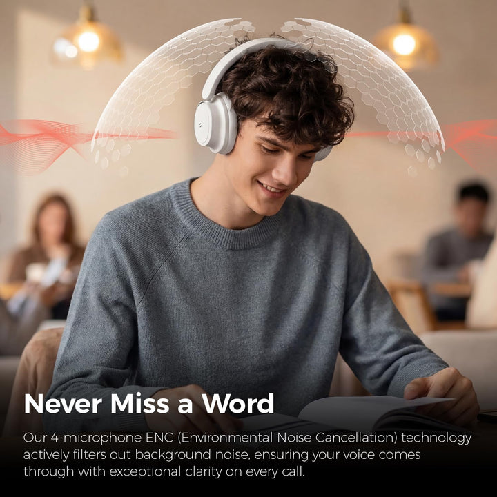 havit SPACE NC01H Hybrid Active Noise Cancelling Kopfhörer, Over Ear Bluetooth Kopfhörer mit 4 Mic E