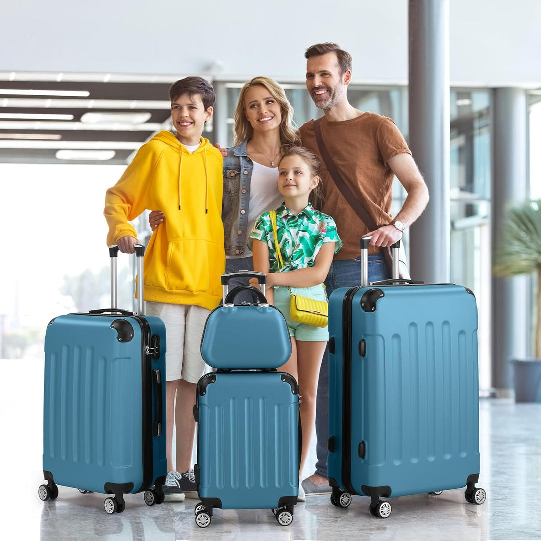 LALAHO Kofferset 4 teilig Hartschale, Koffer Set aus ABS, Reisekoffer mit Rollen Gross, Hartschalenk
