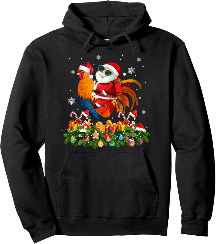 Santa reitet Weihnachten Huhn Pyjama Kinder Geschenk Pullover Hoodie