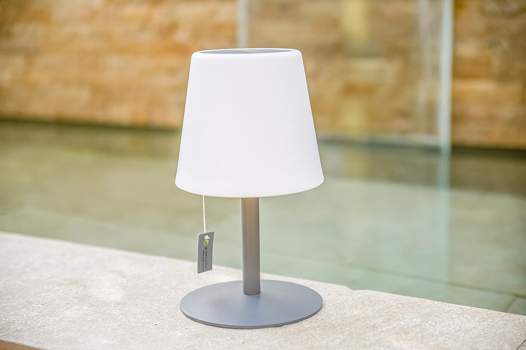 greemotion LED-Solar-Tischleuchte Outdoor, grau, Akku Tischlampe dimmbar