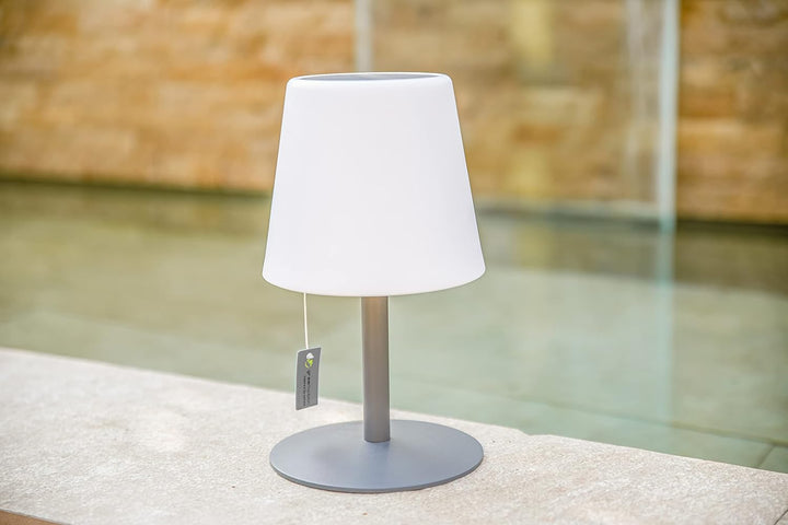 greemotion LED-Solar-Tischleuchte Outdoor, grau, Akku Tischlampe dimmbar