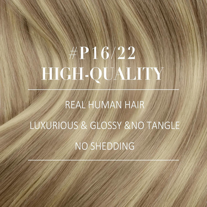 YoungSee Extensions Echthaar Clip Blond 45cm Clip in Extensions Echthaar Goldblond Strahnchen Mittel