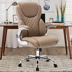 Bosmiller Ergonomischer Bürostuhl mit Einer Tragkraft von 180 kg, hoher Rückenlehne aus PU-Leder, Ve