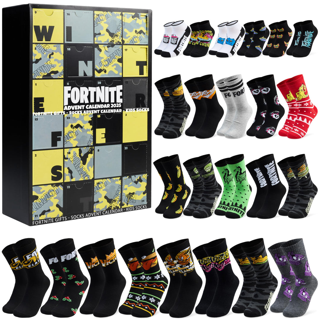Get Trend Fortnite Socken Adventskalender 2025 für Teenager &amp; Herren, 24 Paar, 39-42.5, Bequem &amp; Wei