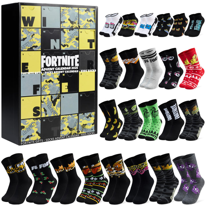Get Trend Fortnite Socken Adventskalender 2025 für Teenager &amp; Herren, 24 Paar, 39-42.5, Bequem &amp; Wei