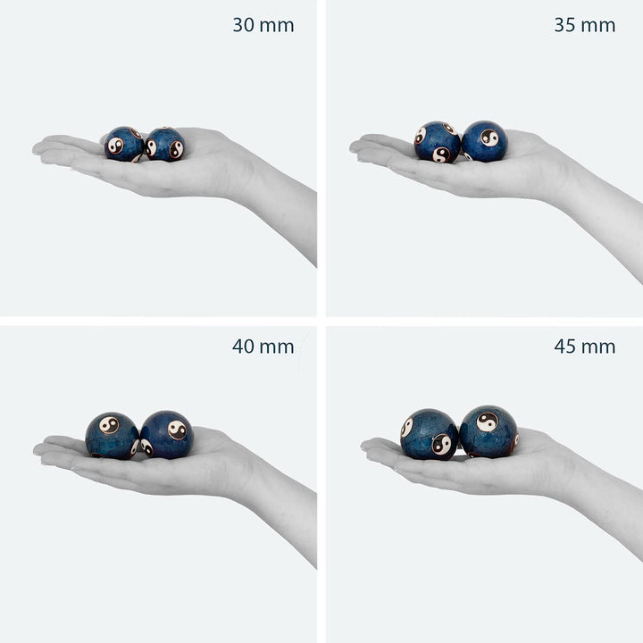 Meditation Qi-Gong-Kugel Paar mit Klangwerk | Klangkugeln | Yin Yan | Design DELPHIN ROT (Ø: 30mm)