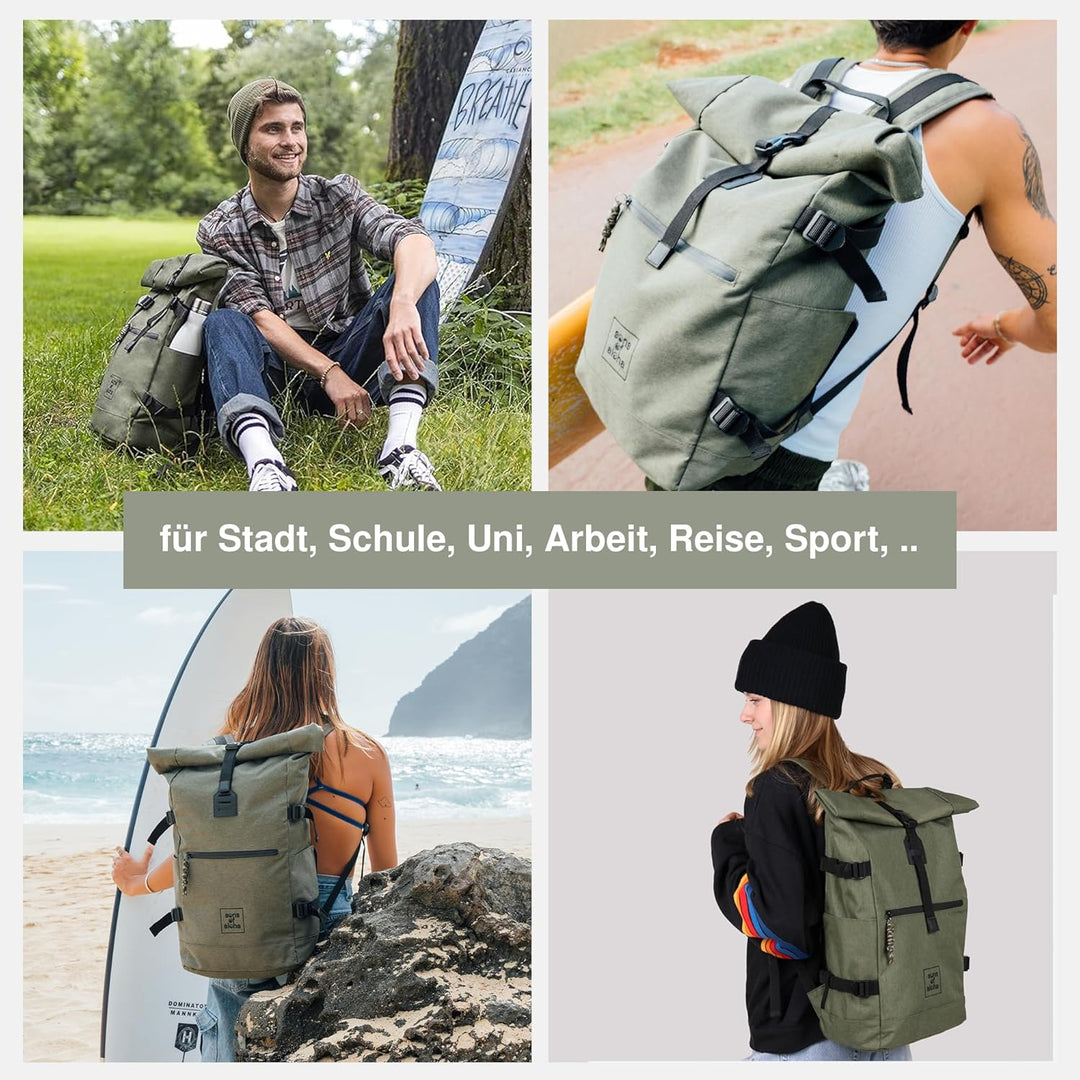 SONS OF ALOHA Rucksack KANE Roll-Top Kurierrucksack XL gross - PET recycelt, wasserabweisend - Wande