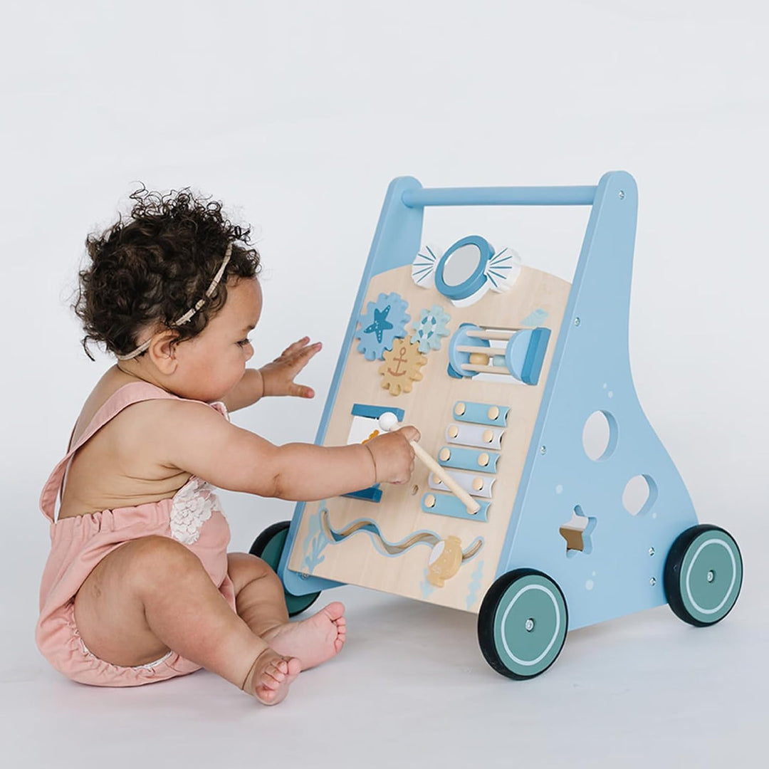 Asweets Baby Lauflernwagen aus Holz, Baby Walker und Activity Center, Multifunktion Montessori Spiel