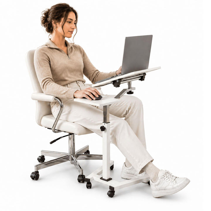 Tatkraft Like Laptop Ständer auf Rollen, Laptoptisch Höhenverstellbar Stehpult, Bett Beistelltisch W