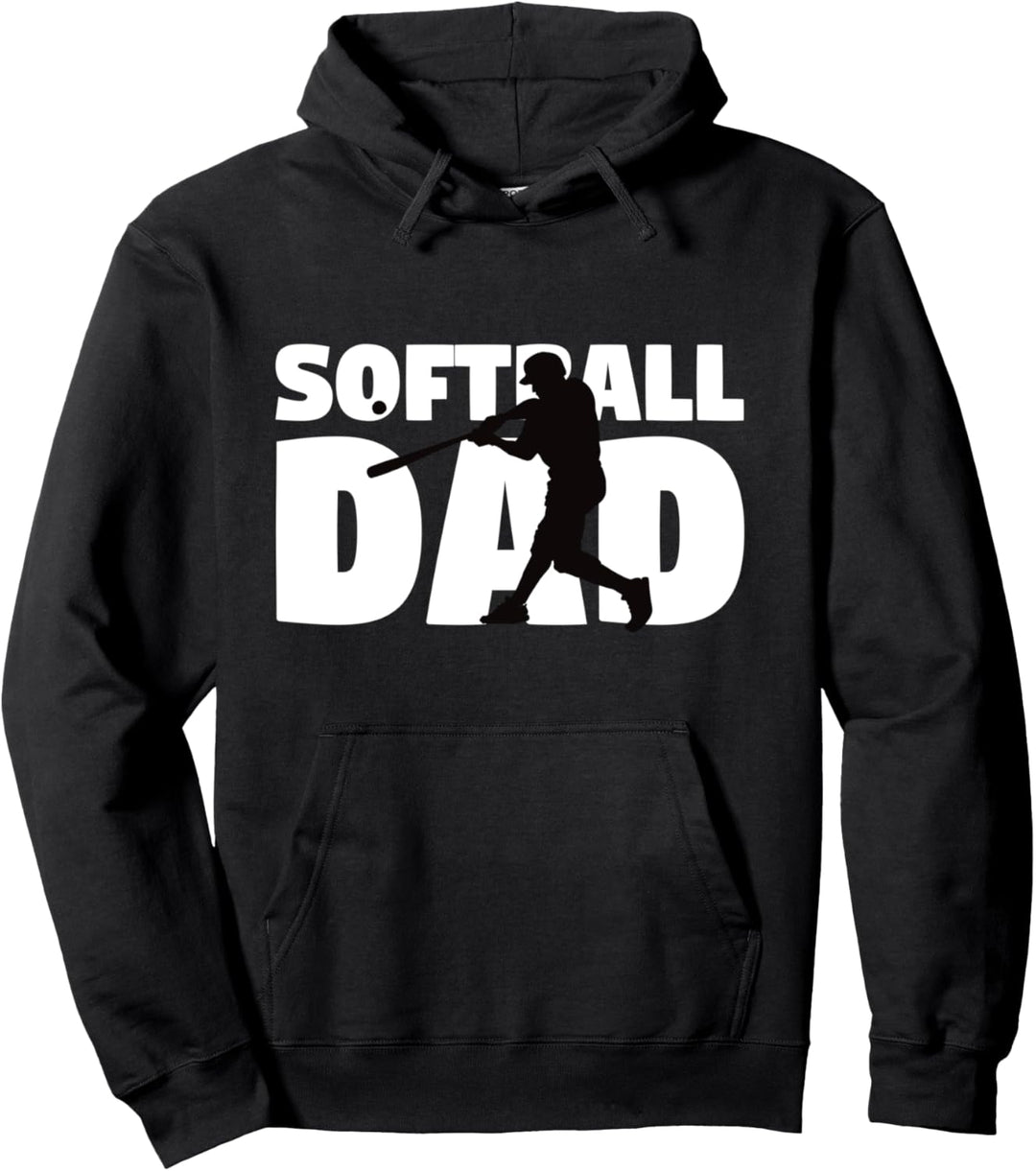 Softball Dad Hoodie Softball Silhouette Gift Father Pullover Hoodie