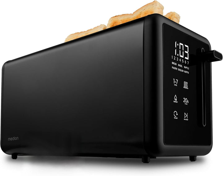 MEDION Toaster 4 Scheiben mit Brötchenaufsatz (7 Bräunungsstufen, 5 Automatikprogramme, 1.450 Watt,