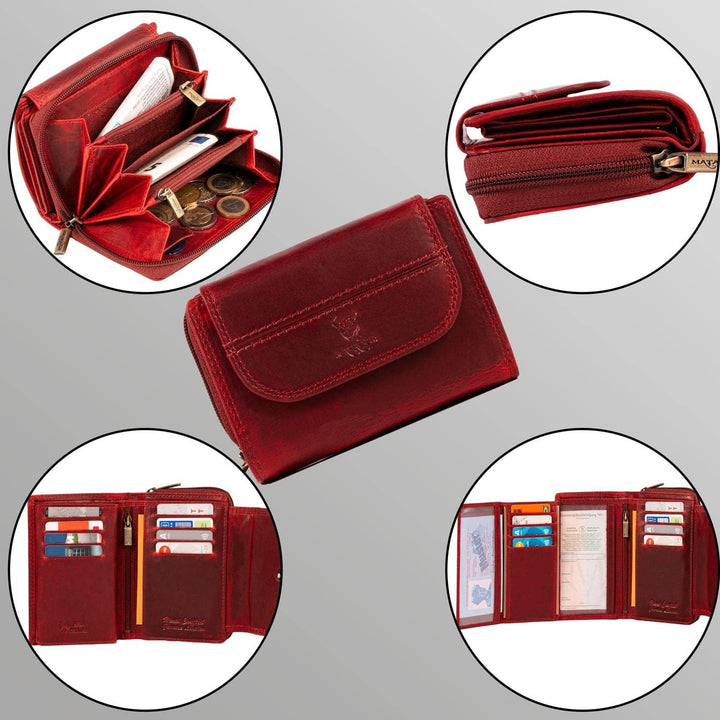 MATADOR® Echt Leder Geldbörse Damen Portemonnaie für Frauen TüV geprüfter RFID & NFC Schutz Geldtasc