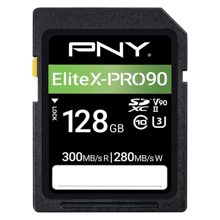 PNY 128GB X-PRO 90 Class 10 U3 V90 UHS-II SD Flash Memory Card 128GB UHS-II EliteX-PRO 90, 128GB UHS