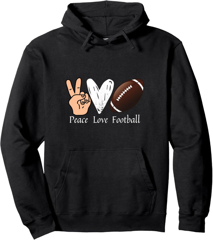Peace Love Football Design Hippie Gifts Sports Lover Pullover Hoodie