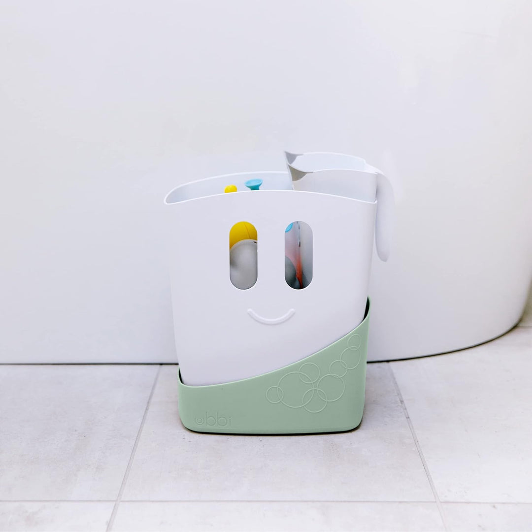 Ubbi Freestanding Bath Toy Organizer Bath Caddy with Removable Drying Rack Bin & Scoop for Toddlers
