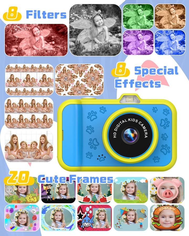 Kinderkamera, 3,5" Grossbildschirm 48MP 1080P Digitalkamera Kinder mit 360° Drehbares Zoomobjektiv L