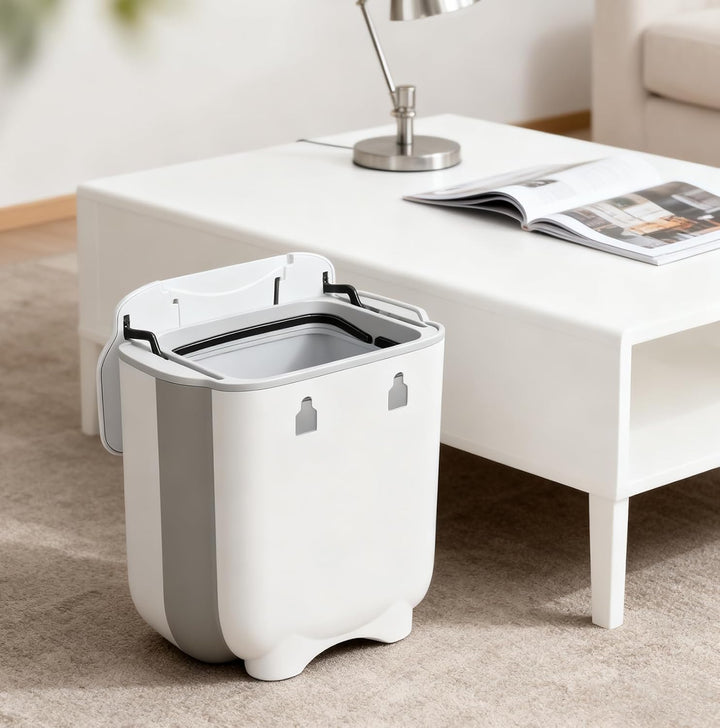 Küchenmülleimer mit Deckel, 10L Mülleimer Hängend für Küche, Faltbare Mülleimer mit Deckel, Kompostb
