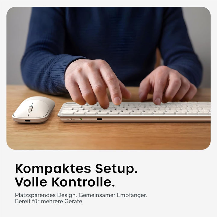 SATECHI Kabelloses Tastatur- &amp; Maus-Set Slim CEX1, Bluetooth Multi-Geräte, mit USB-C-Empfänger, 𝗨𝗦-𝗘
