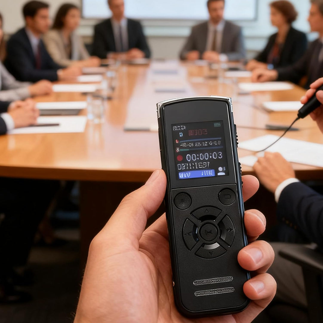 Diktiergerät 64GB Digital Voice Recorder, Tragbares Aufnahmegerät mit USB-C, One-Touch Aufnahme, Pla