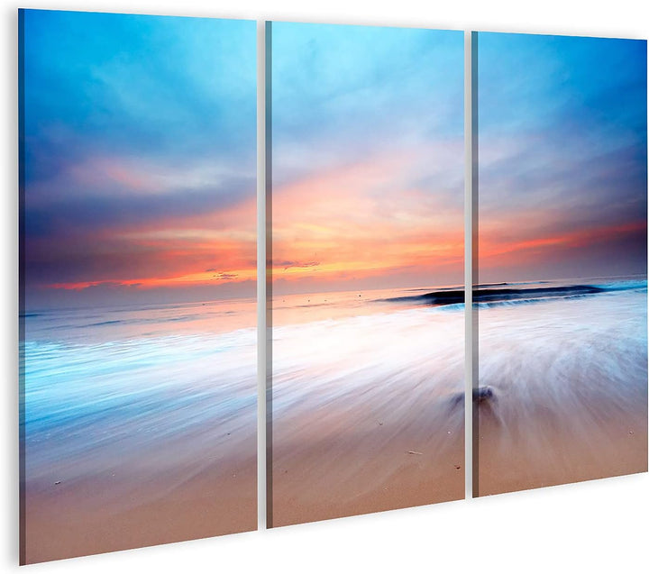 islandburner Bild auf Leinwand Sonnenuntergang Strand Meer Bilder Wandbilder Poster Leinwand 130x80c