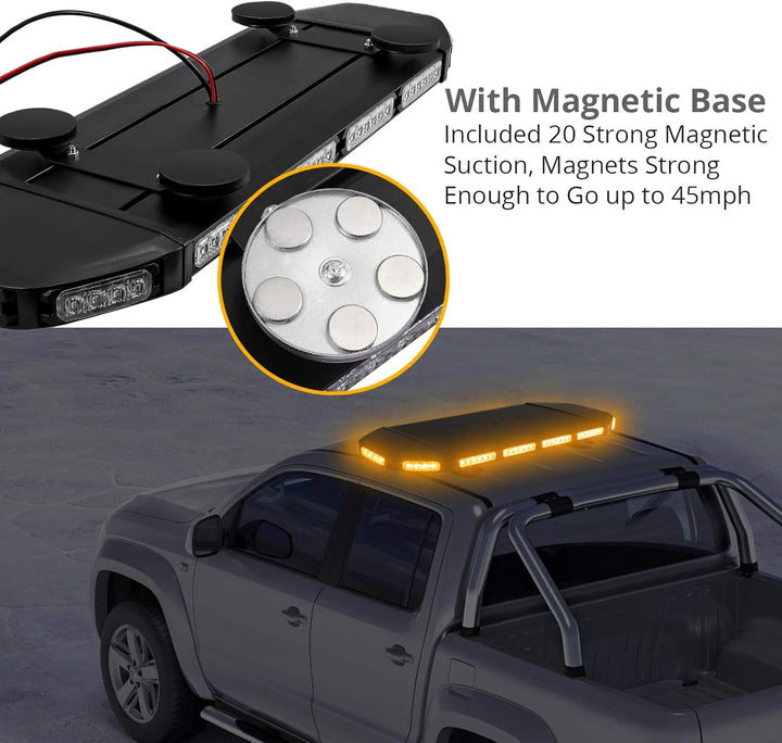 Justech 72LEDs Recovery Strobe Warnlicht 216W 21 Blitzmodi Auto Notblitzleuchte IP65 Bernstein Warnl