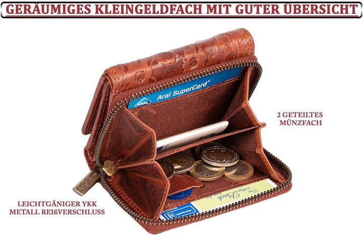 MATADOR 558 Klein Geldbörse Braun Blumen, Braun Blumen