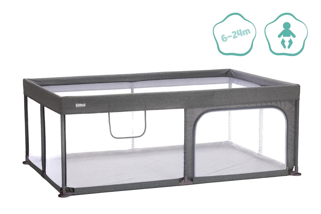 Fillikid Baby Laufgitter gross 180 x 120 cm Höhe 68 cm | Laufstall Baby xxl klappbar | Schutzgitter,