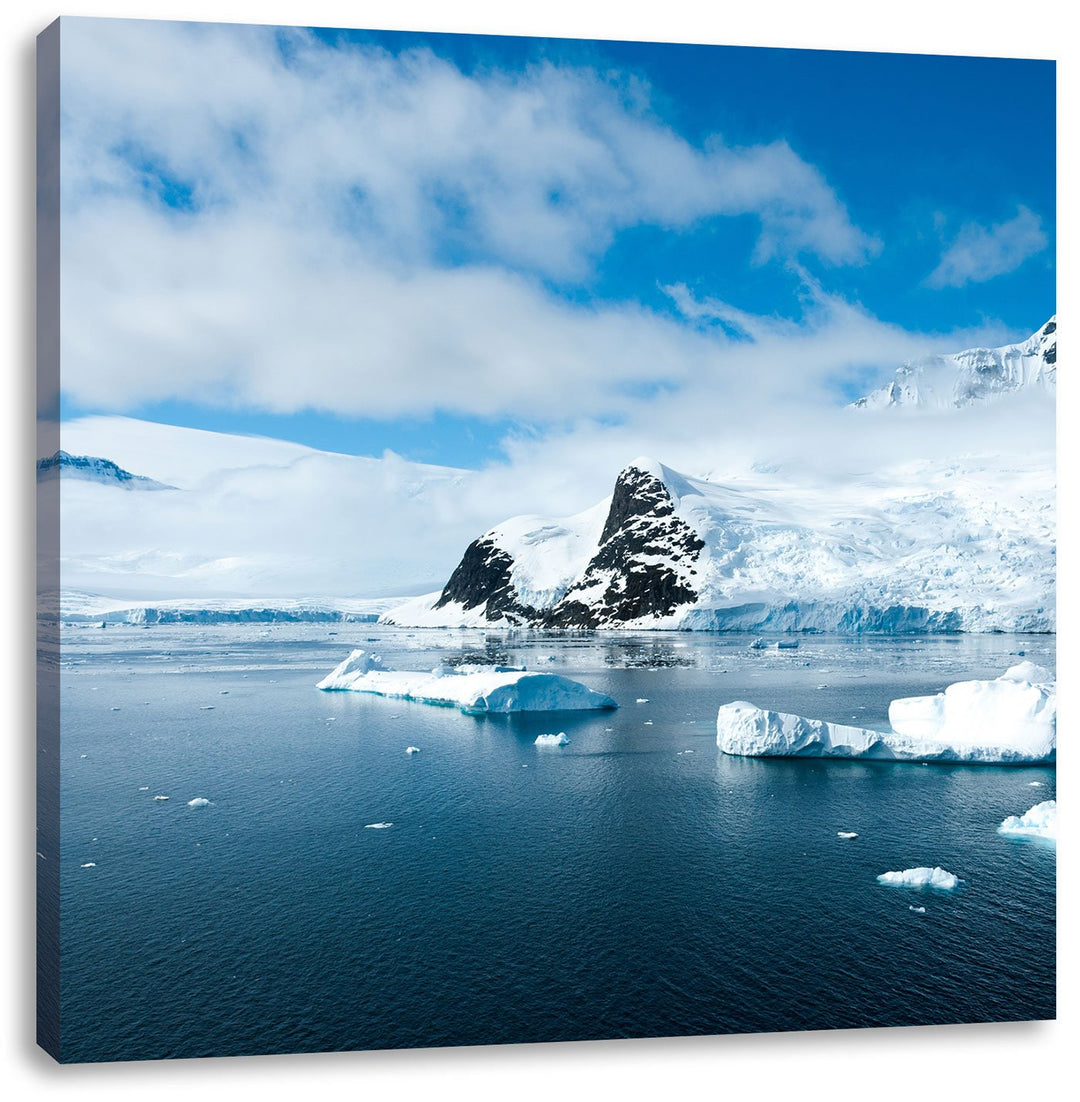 Pixxprint Winterlandschaft in der Antarktis als Leinwandbild/Grösse: 70x70 cm/Wandbild/Kunstdruck/fe