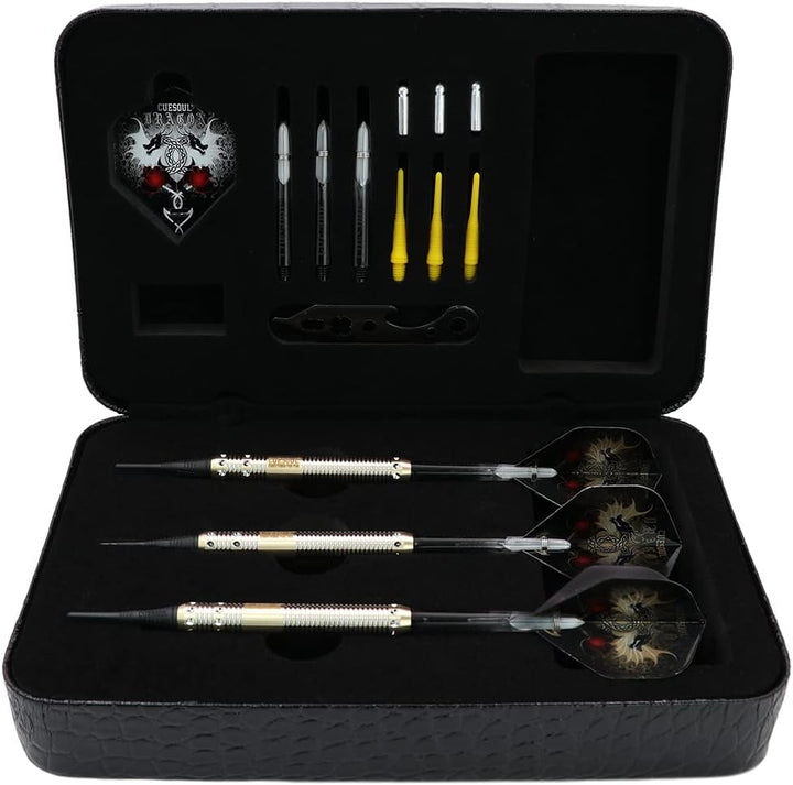 CUESOUL 16 Grams Deluxe Soft Tip Darts Set with Luxury Case（Dragon Series） JL-STL-B1103+D604, JL-STL